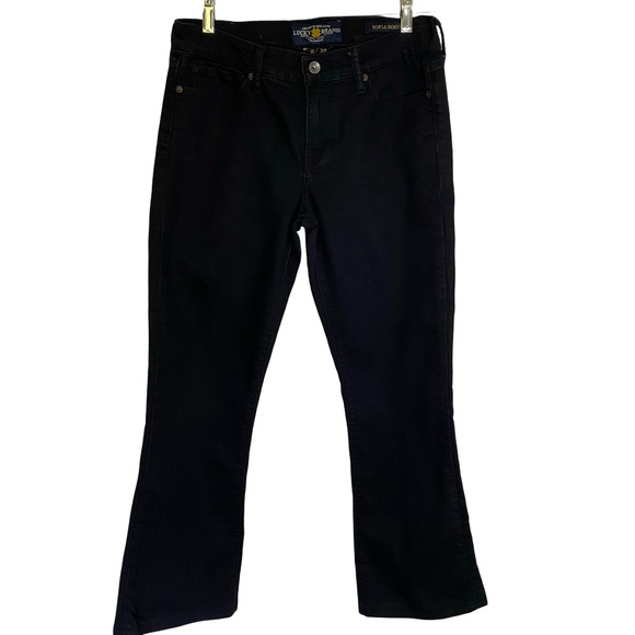 Lucky Brand Mid Rise Sofia Boot Cut (Re-Hemmed 26"Inseam) Black Denim Jeans.Sz8 - Picture 1 of 16
